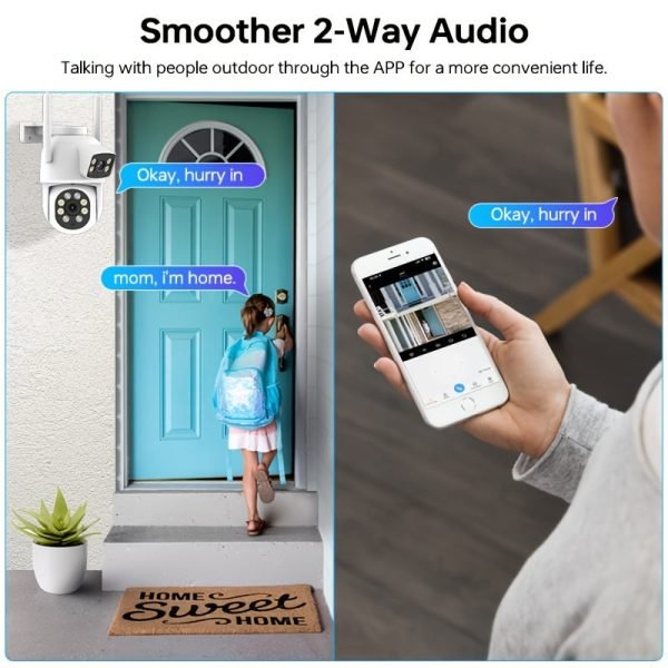4MP(2MP+2MP) WiFi Security Camera Outdoor, Dual Lens 2.4/5ghz Wireless IP Camera Video Surveillance For Home Security CCTV Monitor,AI Human Tracking, Color Night Vision,Two Way Audio,Pan Tilt Rotation,Work For Eseecloud APP,Without TF Card