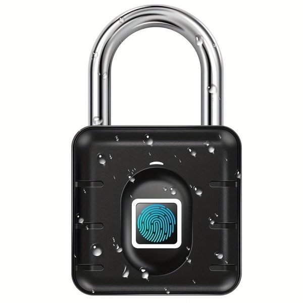 Fingerprint Padlock, Smart Padlock, Locker Lock, Biometric Metal Keyless Fingerprint Lock, Waterproof, For Gym Locker, School Locker, Luggage, Backpack, Suitcase, Black