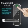 Smart 5 In 1 Door Lock With Handle Biometric Technology Storage Memory Function