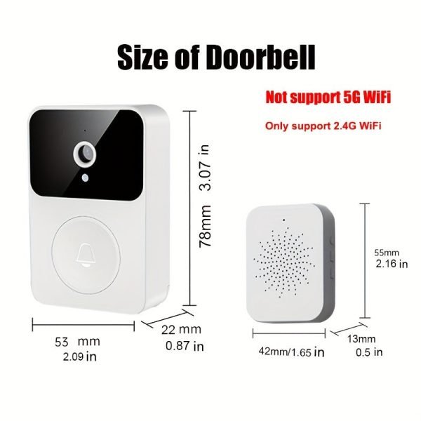 1c5e2d38e1ae7af8208055bd863cbc0a 1pc Doorbell Camera Wireless, Intelligent Visual Doorbell Home Intercom HD Night Vision WiFi Rechargeable Security Door Doorbell, Two-Way Calls, Photo, Recording, APP Control, Voice Change Function (White) Build-in Battery.