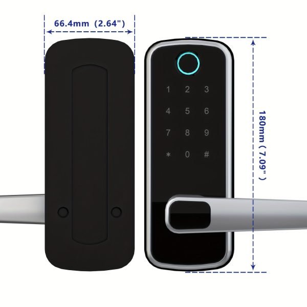 Smart Door Lock, Keyless Entry Door Lock Fingerprint Door Lock With Keypad Digital Door Lock With Handle For Home, Rental, Office And Hotel (Silvery)