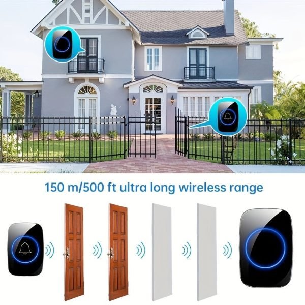 Wireless Doorbell Waterproof Outdoor Smart Home Door Bell Welcome Melodies Chime Kit LED Flash Security Alarm For House