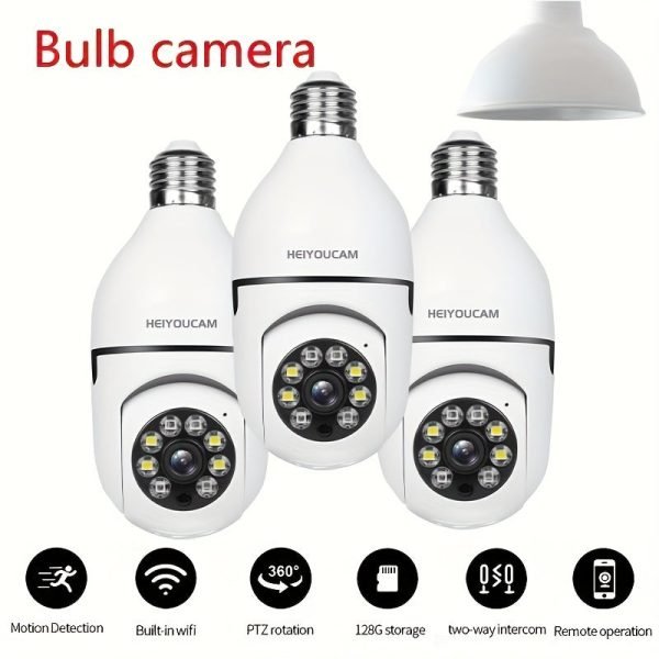 Light Bulb Security Cameras Indoor Wireless WiFi Camera 2.4GHz, 360 Degree, E27 Light Socket Screw In Security Cameras For Home Security Safe Cam Lightbulb Cameras Night Vision, 355° Pan/Tilt For Home Security Safe Light Bulb Cameras Indoor/outdoor, HD 10