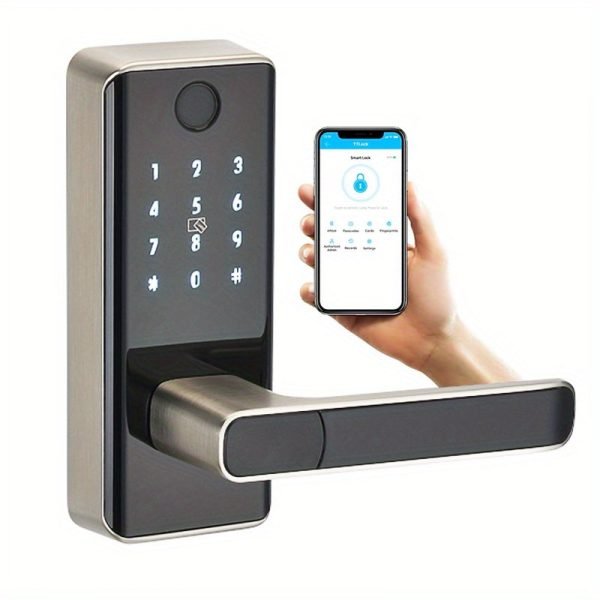 Touch Screen Half Panel Lock TTLOCK-TH04T 5-in-1 Keyless Entry Door Locks, Smart Door Lock Fingerprint Door Lock Keypad Door Lock