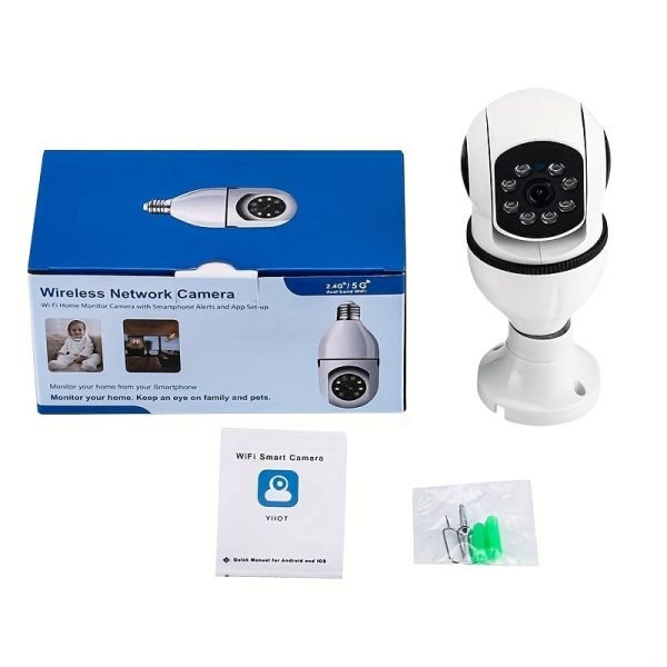 2206f4316e1a9b4e7cec39dbdf116e94-1 5G WIFI Surveillance 360° Rotate Auto Tracking Panoramic Camera Wireless E27 PTZ Camera CCTV IR Night Vision Motion Detection Two-Way Audio
