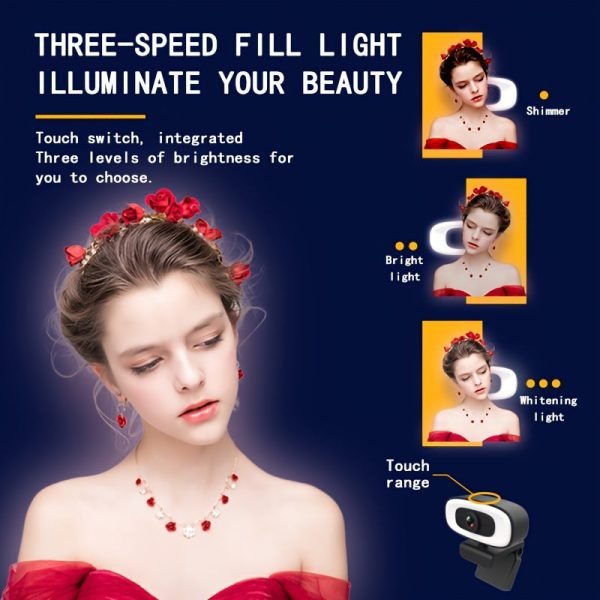 4K HD Computer Webcam, Plug And Play, No Driver Required USB Interface Webcam, Built-in Microphone, Webcast Fill Light, Voice Call Conference Camera, Work Camera, Laptop External Webcam