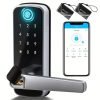 Smart Door Lock, Keyless Entry Door Lock Fingerprint Door Lock With Keypad Digital Door Lock With Handle For Home, Rental, Office And Hotel (Silvery)