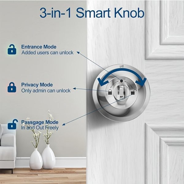 S10M Keypad Smart Door Knob, Smart Lock With Keypad Smart Door Lock Digital Door Lock With Keypad For Indoors Bedrooms, Apartments-Battery Included
