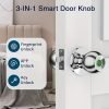 Smart Door Knob, Fingerprint Door Lock, Smart Lock Biometric Door Lock Fingerprint Door Knob With Tuya App Control, Suitable For Bedroom, Cloakroom, Apartments Offices, Hotels (Battery Included)