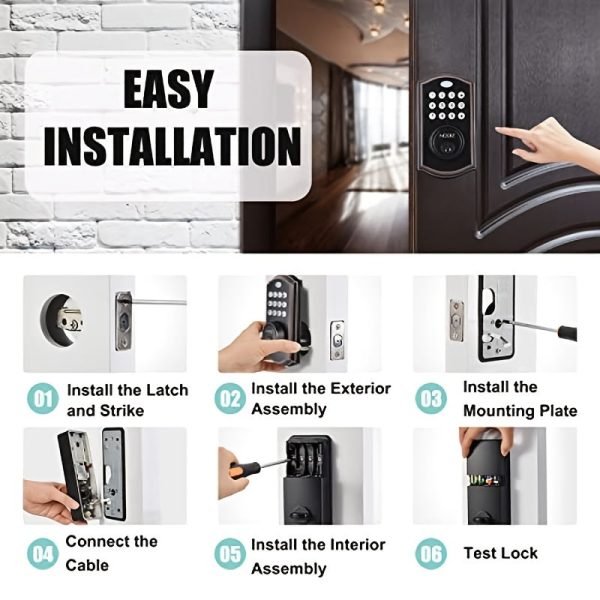 Noqiz Keyless Entry Door Lock, Smart Lock With Touchscreen Keypad, Secure Deadbolt Lock With 50 User Codes, Easy Installation, Auto Lock, Bedroom Door, Home, Apartment, M15 ORB