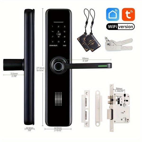 Home Electronic Digital Biometric Fingerprint Door Lock Keyless Entry Door Lock with App and Keypad, Smart Door Lock, Front Door Locks