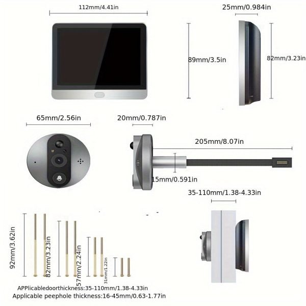 4fe012fa-d615-11ee-afde-0a580a68309d 1080P Tuya Smart Security-protection Peephole Video Doorbell Wireless Wifi Two-Way Audio Video Door Eye With Camera In The Private House