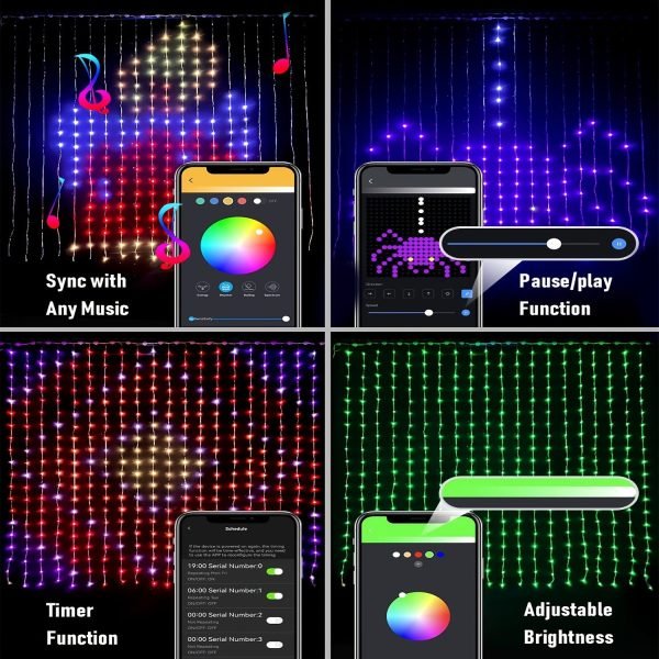 Smart Curtain Lights: Music-Sync Color Changing Lights for Home, Garden, Party & Wedding Decor - Perfect Gift for Any Occasion!