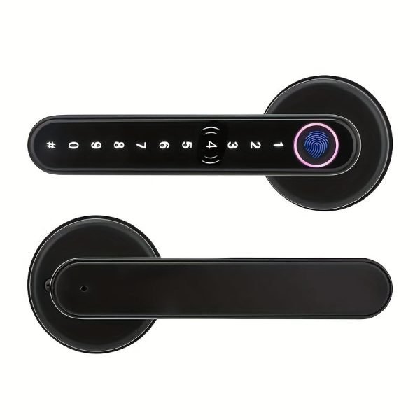 Smart Door Knob, Fingerprint Door Lock Smart Lock Biometric Door Lock Fingerprint, NO APP, Black And Silvery, Great For Bedrooms, Cloakroom, Apartments Offices, Hotels