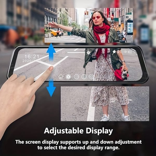 Car Rearview Mirror Camera, 9.66" Dual 1080P IPS Full Touch Screen Waterproof Front And Rear Cameras, Parking Assist And Monitor, Night Vision, 160° Viewing Angle, Split Screen Display With 8GB Memory Card