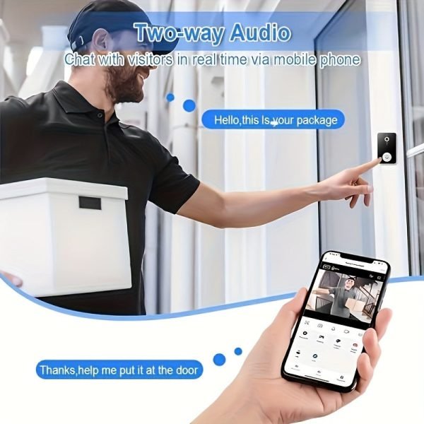 Smart Doorbell, Smart Wireless Remote Video Doorbell Intelligent Visual Doorbell, Home HD Night Vision Wi-Fi Security Door Doorbell.