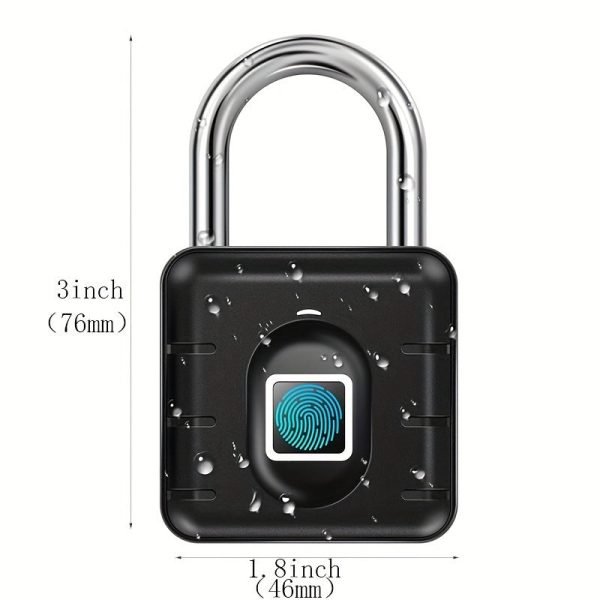 Fingerprint Padlock, Smart Padlock, Locker Lock, Biometric Metal Keyless Fingerprint Lock, Waterproof, For Gym Locker, School Locker, Luggage, Backpack, Suitcase, Black