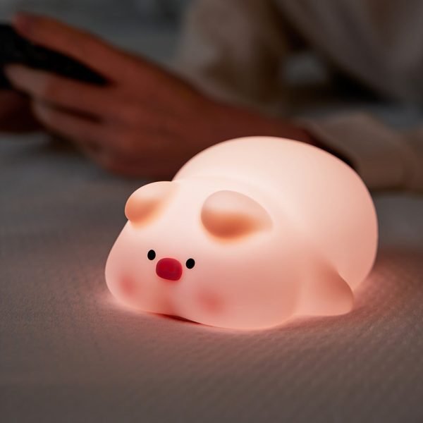 Silicone Night Light Piggy Pat Lamp Accompanying Sleeping Induction USB Rechargeable Bedroom Sleeping Bedside Lamp For Boys And Girls Friend Girlfriend Cute Holiday Gift