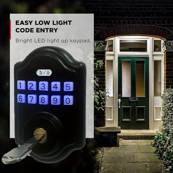 10-Button Keypad, Transitional Electronic Door Lock, Featuring Convenient Keyless Entry, User Codes And Auto Locking
