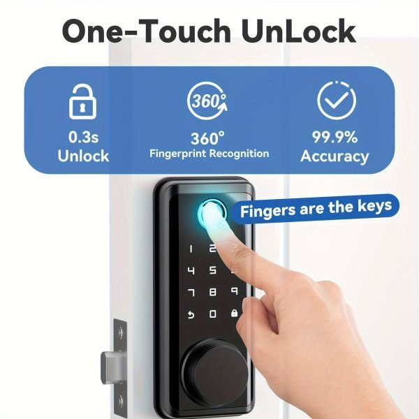 BULIST Smart Lock, Fingerprint Door Lock, Keyless Entry Door Lock, Touchscreen-Backlit Keypad Deadbolt - Tuya APP Full Control, Easy Installation and Programming - Black (Sales only in North America)