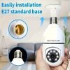 Light Bulb Security Cameras Indoor Wireless WiFi Camera 2.4GHz, 360 Degree, E27 Light Socket Screw In Security Cameras For Home Security Safe Cam Lightbulb Cameras Night Vision, 355° Pan/Tilt For Home Security Safe Light Bulb Cameras Indoor/outdoor, HD 10