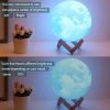 Moon Lamp 2024 Upgraded 128 Colors With Timing Moon Night Light For Adults, Gifts For Women Men, Remote Touch Control And USB Rechargeable Wooden Stand 5.9 Inches