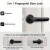 Fingerprint Door Knob, Biometric Door Knob, Passage Mode, Local Storage of Fingerprints, Zinc Alloy, Sturdy and Durable, Black-Battery not included-H01B