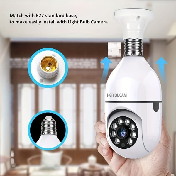 Light Bulb Security Cameras Indoor Wireless WiFi Camera 2.4GHz, 360 Degree, E27 Light Socket Screw In Security Cameras For Home Security Safe Cam Lightbulb Cameras Night Vision, 355° Pan/Tilt For Home Security Safe Light Bulb Cameras Indoor/outdoor, HD 10