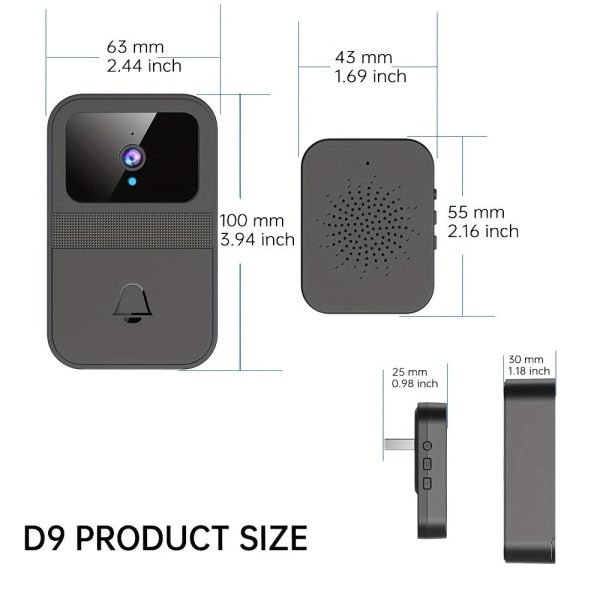 Smart Doorbell With Home App Allows You To Watch And Share Videos Remotely, Adjust Sound, 480P HD Clear Night Vision, Store Videos In The Cloud, No Battery.