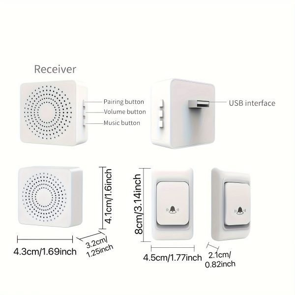 1pc Smart Home, USB Wireless Doorbell, Waterproof, 38 Kinds Of Chime Switching Smart Doorbell, Outdoor Electronic Doorbell, 5905.51 Inches Long Distance Remote Control Doorbell, Jingle Doorbell Wireless Call Doorbell For The Elderly