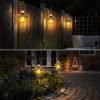 Outdoor Lanterns With Solar Power, Hanging Solar Lights Outdoors, Metal Waterproof Solar Lights With Warm White Edison Bulbs For Fence/garden/yard/porch Decoration