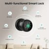 GHome Smart Fingerprint Door Lock with Keypad Door Knob, Biometric Door Smart Lock & App Control, Suitable for wooden or steel doors from 3.5-5.5 cm/ 1.38-2.17 inch, Interior Door Knob with Key Great for Bedroom, Apartments, Offices and Hotels, Uses 4 AAA