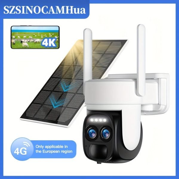 3G/4G LTE EU Cellular Security Camera Solar With SIM Card (Verizon AT&T T-Mobile), Wireless Outdoor No WiFi Security Camera, 2K HD PTZ Night Vision Motion Detection 2 Way Talk SD&Cloud Storage(Support Europe Coutries Only )