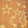 1 set of 12 pieces twinkling LED curtain string lights star and moon string star moon lights Ramadan Christmas decoration lights suitable for wedding Valentine's Day home garden bedroom outdoor indoor wall decoration