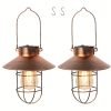 Outdoor Lanterns With Solar Power, Hanging Solar Lights Outdoors, Metal Waterproof Solar Lights With Warm White Edison Bulbs For Fence/garden/yard/porch Decoration