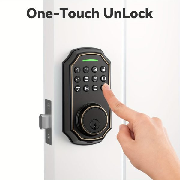 ba24f6da3991cd5a11ad36762e5f3535 BULIST Smart Deadbolt Door Lock, Pin Code Unlock - One-time Codd Unlock - Mechanical Key Unlock, Keyless Entry Door Lock With Backlit Keypad And Auto-Lock Enable Or Disable, Voice Prompt, Easy To Install And Programming, Long Battery Life (only In North A