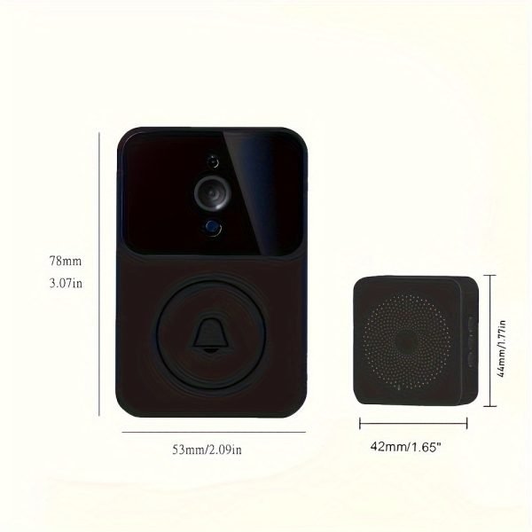 1pc Wireless Video Doorbell With Camera, Wide Angle Intelligent Visual Camera, WiFi Security Door Doorbell, 2-Way Audio HD Night Vision Only Support 2.4G Wifi Camera Build In Battery