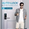Smart Door Lock, Keyless Entry Door Lock Fingerprint Door Lock With Keypad Digital Door Lock With Handle For Home, Rental, Office And Hotel (Silvery)