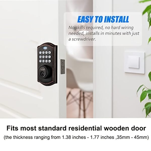 Noqiz Keyless Entry Door Lock, Smart Lock With Touchscreen Keypad, Secure Deadbolt Lock With 50 User Codes, Easy Installation, Auto Lock, Bedroom Door, Home, Apartment, M15 ORB
