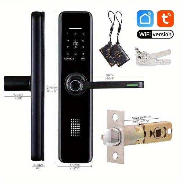 Home Electronic Digital Biometric Fingerprint Door Lock Keyless Entry Door Lock with App and Keypad, Smart Door Lock, Front Door Locks