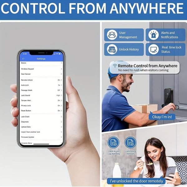 Keyless Entry Door Lock, Keypad Door Lock, Keyless Door Lock, Fingerprint Door Lock, Biometric Door Lock, Keypad Entry Door Lock, Passcode Code Door Lock, Digital Smart Door Lock (Smart Lock-Battery not included)