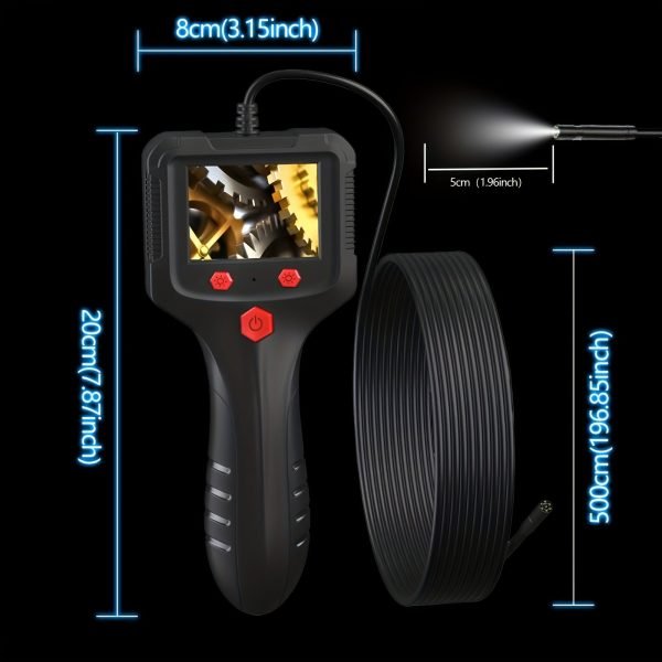 Industrial Endoscopic Camera Light, 1080P HD endoscopic camera, 5.5mm thin Snake camera 2.4 "screen, flexible semi-rigid cable sewers, drains, pipes, Industrial equipment inspection/repair/analysis