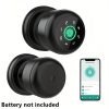 GHome Smart Fingerprint Door Lock with Keypad Door Knob, Biometric Door Smart Lock & App Control, Suitable for wooden or steel doors from 3.5-5.5 cm/ 1.38-2.17 inch, Interior Door Knob with Key Great for Bedroom, Apartments, Offices and Hotels, Uses 4 AAA