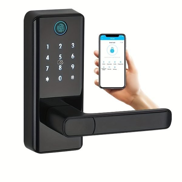 Touch Screen Half Panel Lock TTLOCK-TH04T 5-in-1 Keyless Entry Door Locks, Smart Door Lock Fingerprint Door Lock Keypad Door Lock