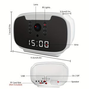 e2f6a0a3-130f-4068-a3b2-d75edf06c9a3 2MP Wifi Security Camera, For Indoor And Home Security, Clock Camera, Temp Showing, 2 Way Audio, Motion Detection, 1080P Night Vision, App Online Viewing, Without SD Card