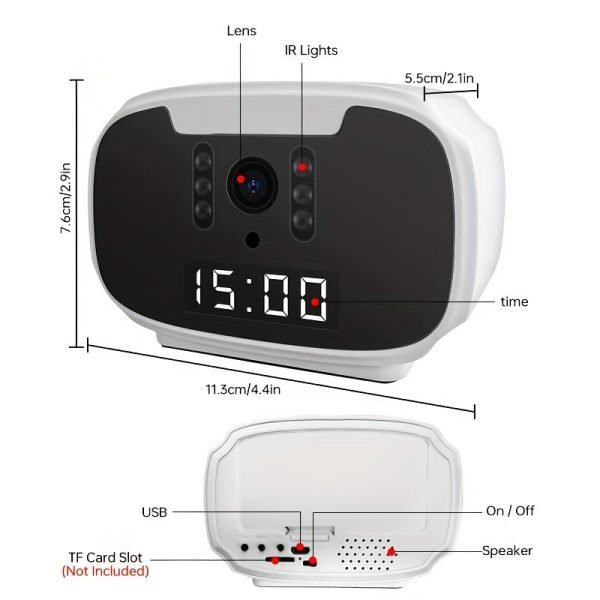 2MP Wifi Security Camera, For Indoor And Home Security, Clock Camera, Temp Showing, 2 Way Audio, Motion Detection, 1080P Night Vision, App Online Viewing, Without SD Card