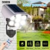 Outdoor Motion Sensor Solar Lights 2000 Lumens 77 LEDs Spotlight With Remote Controller FloodLights, Wireless Dummy Decoy Fake Security Camera for Porch Garden Patio Driveway