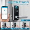 Smart Door Lock, Keyless Entry Door Lock Fingerprint Door Lock With Keypad Digital Door Lock With Handle For Home, Rental, Office And Hotel (Silvery)