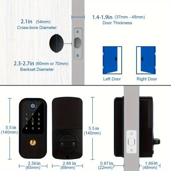 The Keyboard Lock With Handle And Intelligent Biometric Fingerprint Lock Is Suitable For Front Doors, Providing Keyless Entry. The Automatic Door Bolt Lock Is Suitable For Homes, Hotels, Apartments, And Offices.