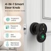 GHome Smart Fingerprint Door Lock with Keypad Door Knob, Biometric Door Smart Lock & App Control, Suitable for wooden or steel doors from 3.5-5.5 cm/ 1.38-2.17 inch, Interior Door Knob with Key Great for Bedroom, Apartments, Offices and Hotels, Uses 4 AAA